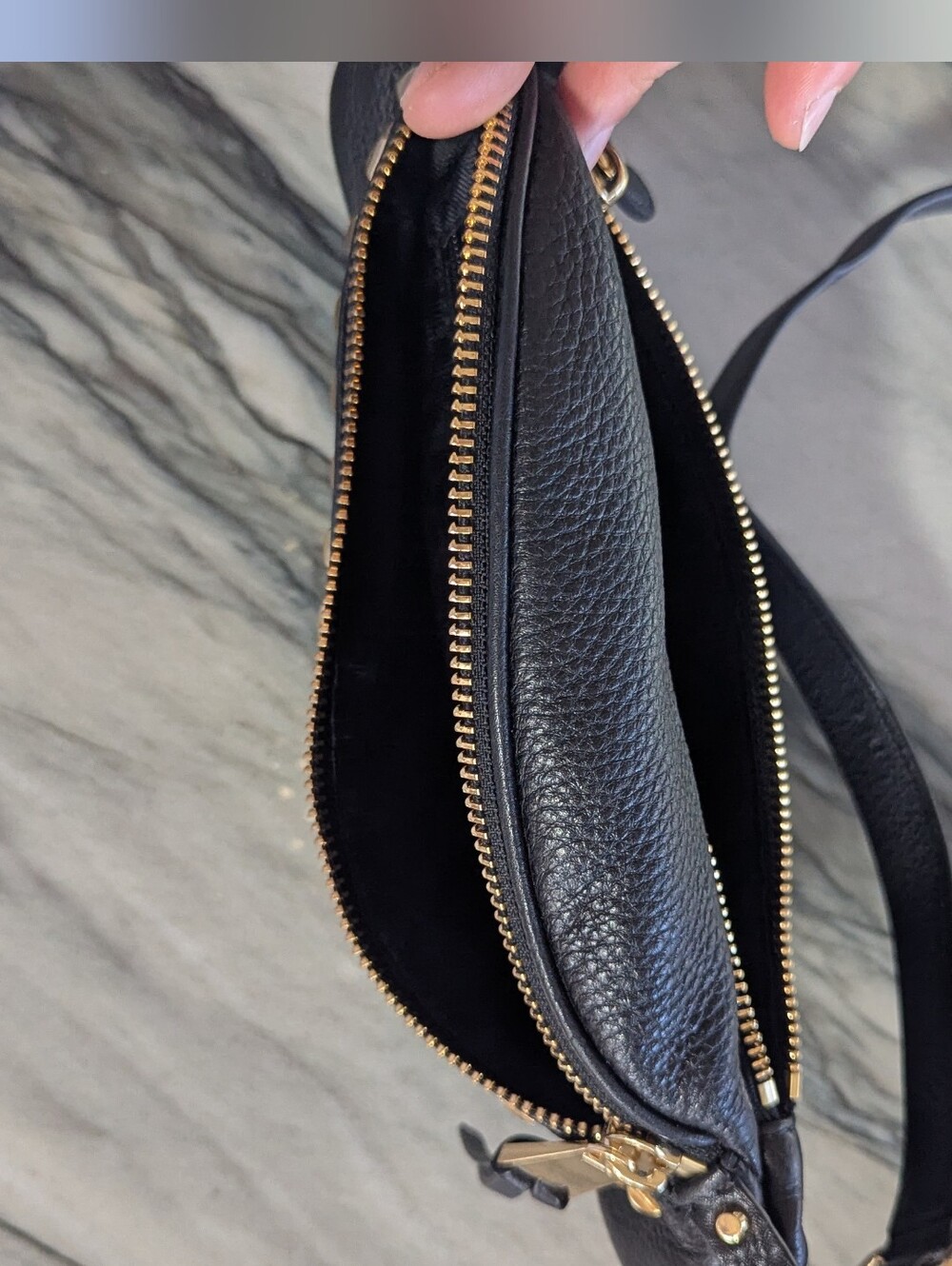 Michael Kors Black Leather Gold-Stud Belt Bag - Picture 3 of 3